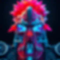 A detailed view of a custom Spartan skull infected by flood, showcasing vibrant needler crystals and made of foam and metal parts.