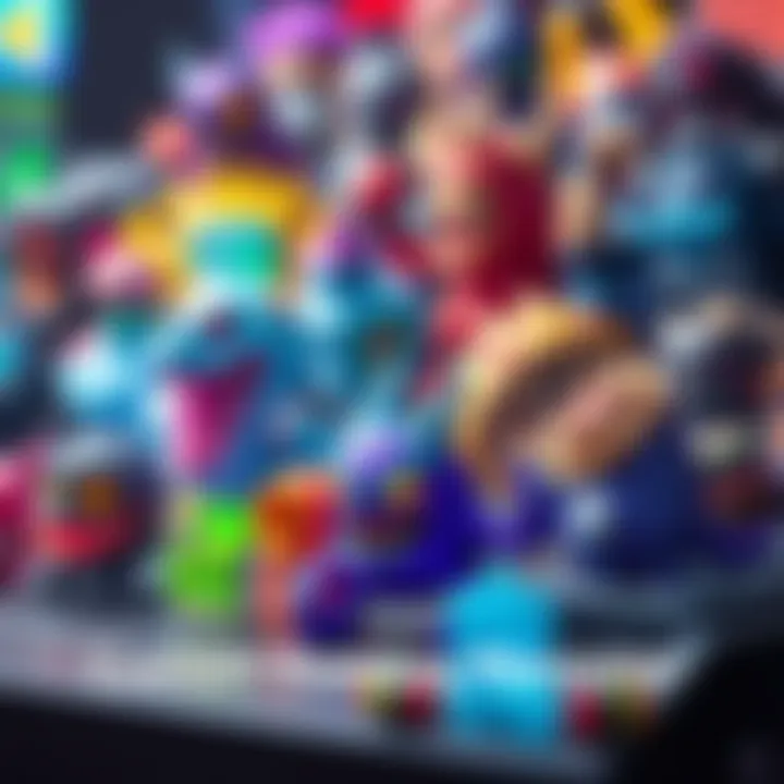 Colorful icons representing various gaming monsters, showcasing unique designs for each type.