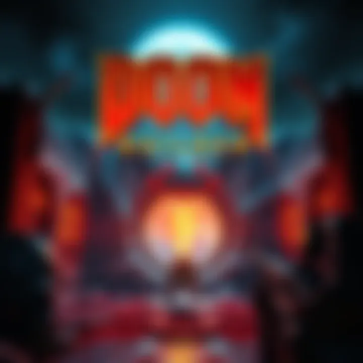 A screenshot of a unique map created in Ultimate Doom Builder with custom textures and monsters