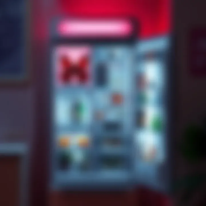 A distinctive refrigerator with a unique design, showcasing unusual features that may be custom-made.