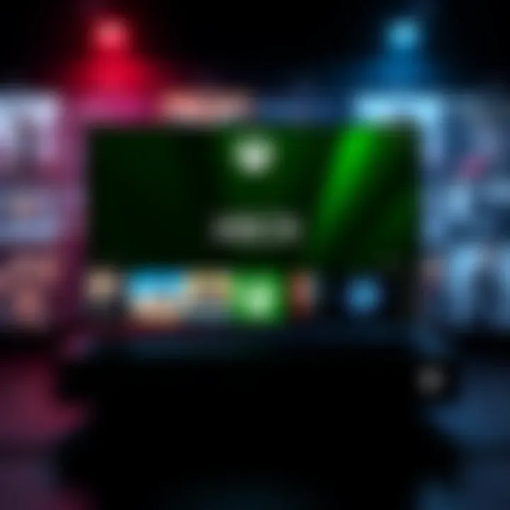 A designer mockup of a customizable boot up screen for an XBOX console featuring various graphics and themes