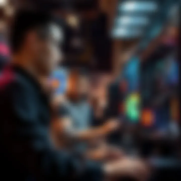 A customer examines PC components while talking to a shop staff member about upgrades