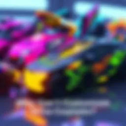 A collection of colorful drive cosmetics showing various designs like flames, patterns, and themes, representing personal expression in gaming.