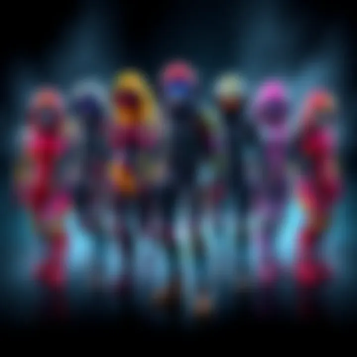 A colorful selection of customizable modular skins for gaming characters, showcasing various designs and styles, highlighting player choices and creativity.