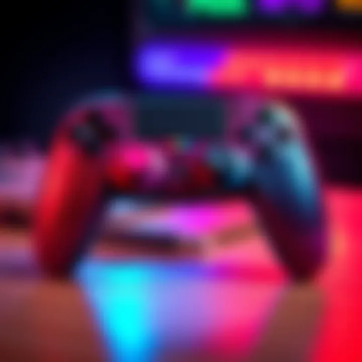 Customized Dualsense Controller A Dualsense controller with a colorful Luna shell, clicky buttons, hall sensor joysticks, and unique color buttons on display.