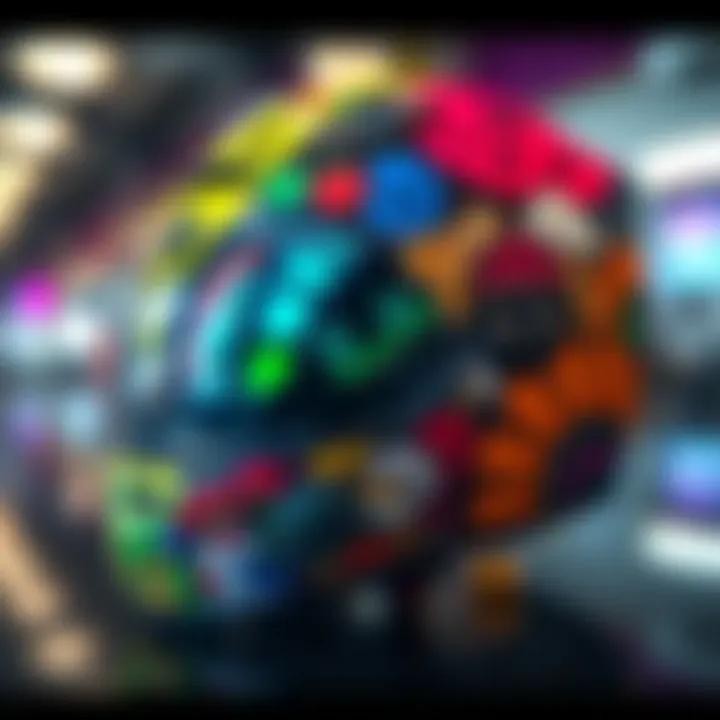 A colorful helmet design showcasing Shroombois themes with unique patterns and graphics, appealing to fans in creative communities.
