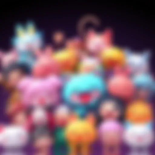 A colorful collage of cute anime emotes and gifs featuring adorable characters and joyful expressions