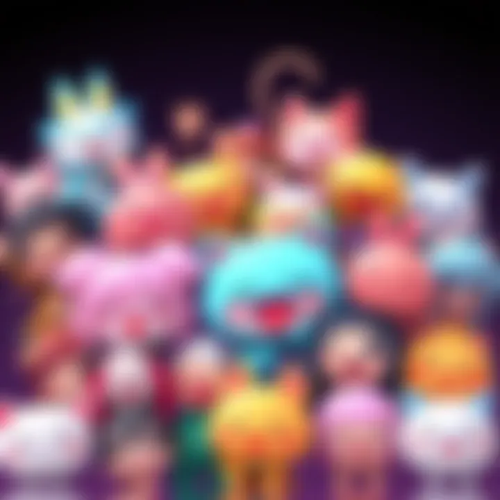 A colorful collage of cute anime emotes and gifs featuring adorable characters and joyful expressions