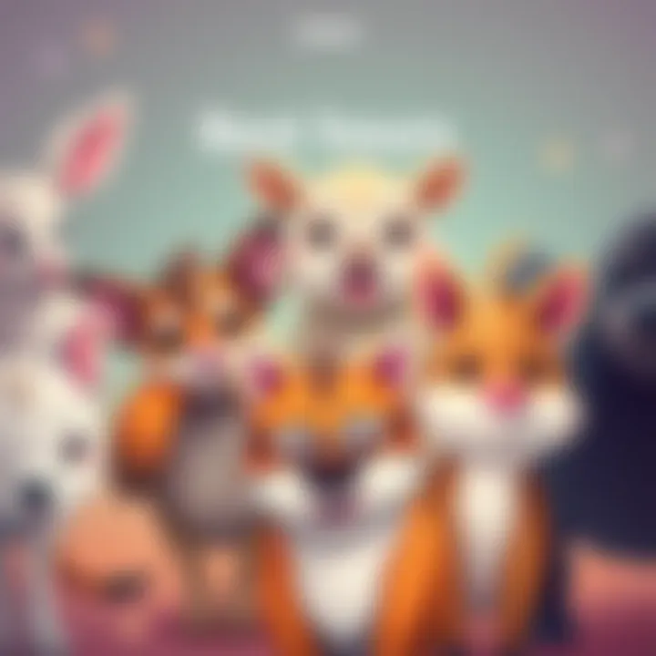 Cute Animals with Human Traits Illustration of adorable animals featuring human-like traits such as ears and tails, showcasing a whimsical art style.