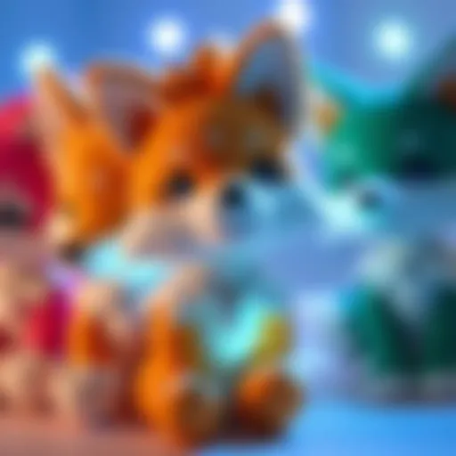 Adorable plush toys inspired by the Star Fox franchise, featuring colorful designs and soft textures.