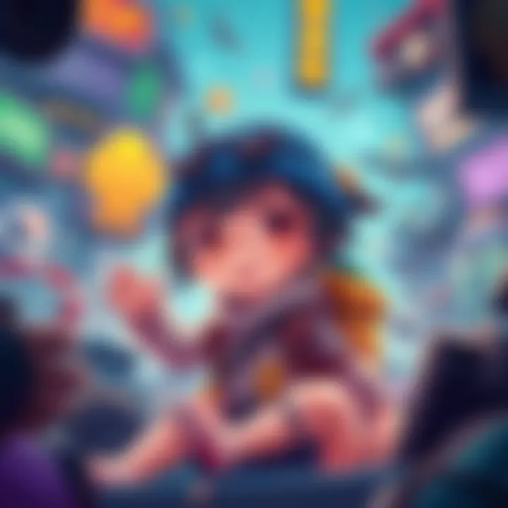 An endearing survivor character surrounded by a chaotic gaming environment, showcasing charm and resilience through vibrant colors and playful design.
