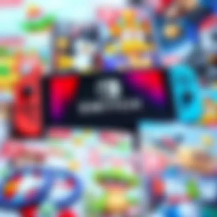 A colorful collection of cute Nintendo Switch game covers featuring friendly characters and fun gameplay