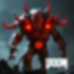 A powerful Cyberdemon with impressive design from the Doom series, showcasing its fierce features and battle-ready stance.