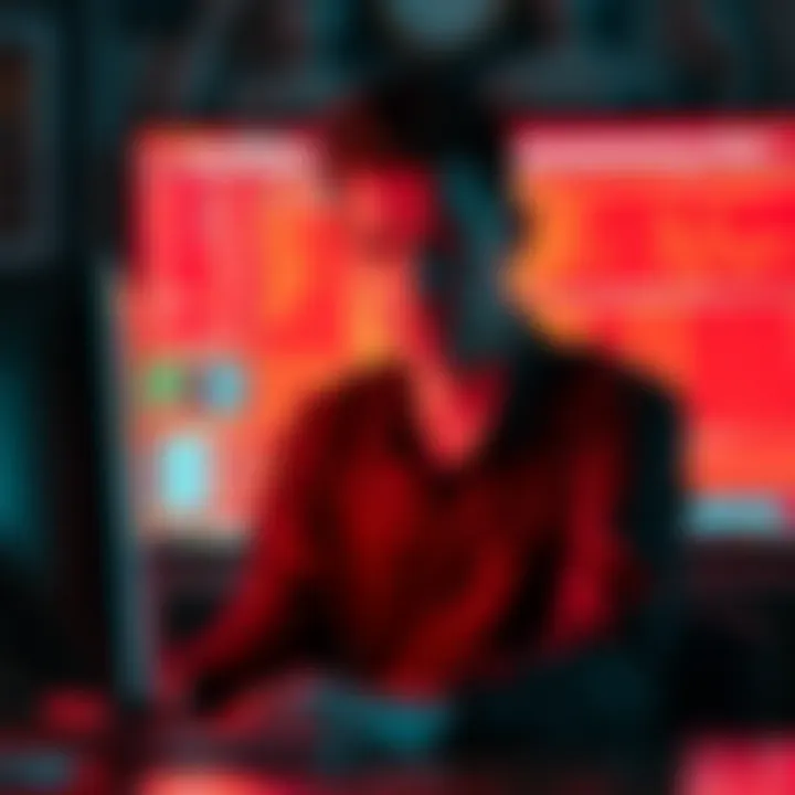 A person sitting in front of a computer screen with a sinister expression, highlighting the darker side of online interactions.