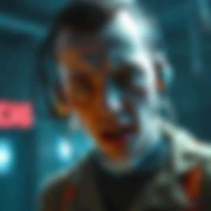 An artistic representation showing a character with cybernetic enhancements appearing distressed, reflecting the mental struggle associated with Cyberpsychosis.