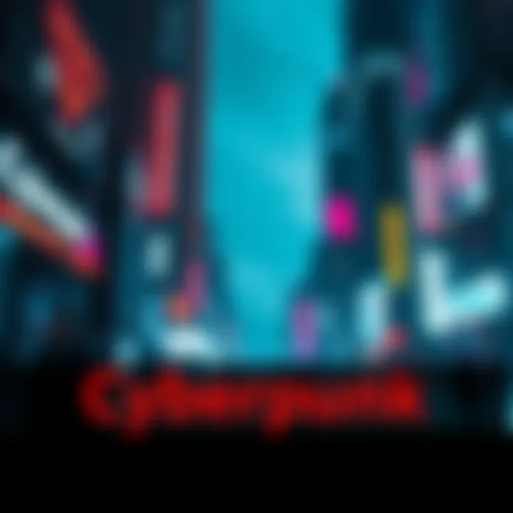 A futuristic cityscape with neon lights, depicting elements criticized in Cyberpunk media, like poorly developed characters and storylines.