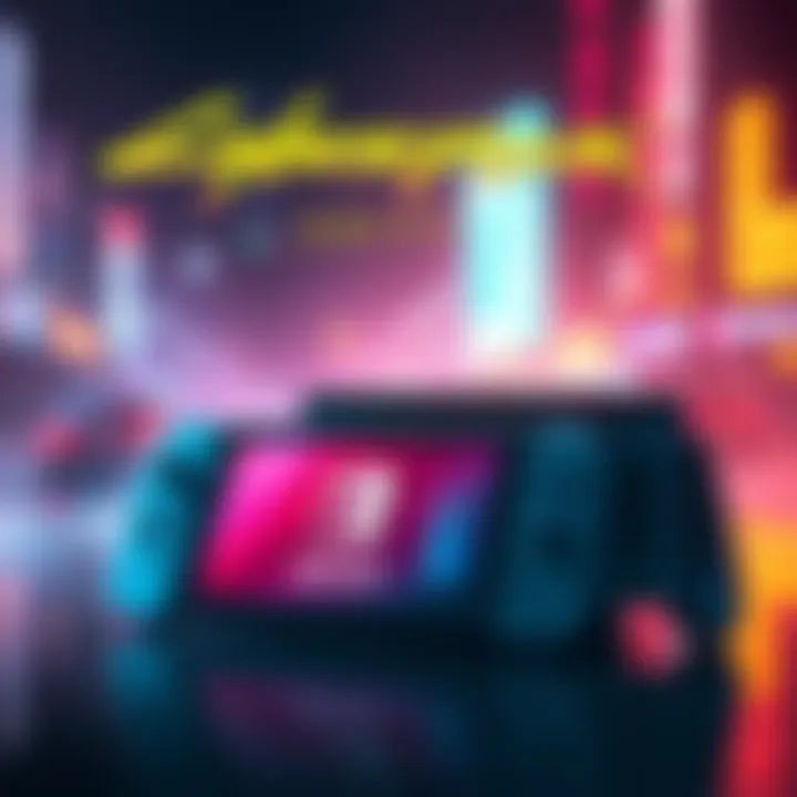 Graphic showing the logo of Cyberpunk 2077 alongside the Nintendo Switch 2 console, highlighting DLSS technology for better graphics