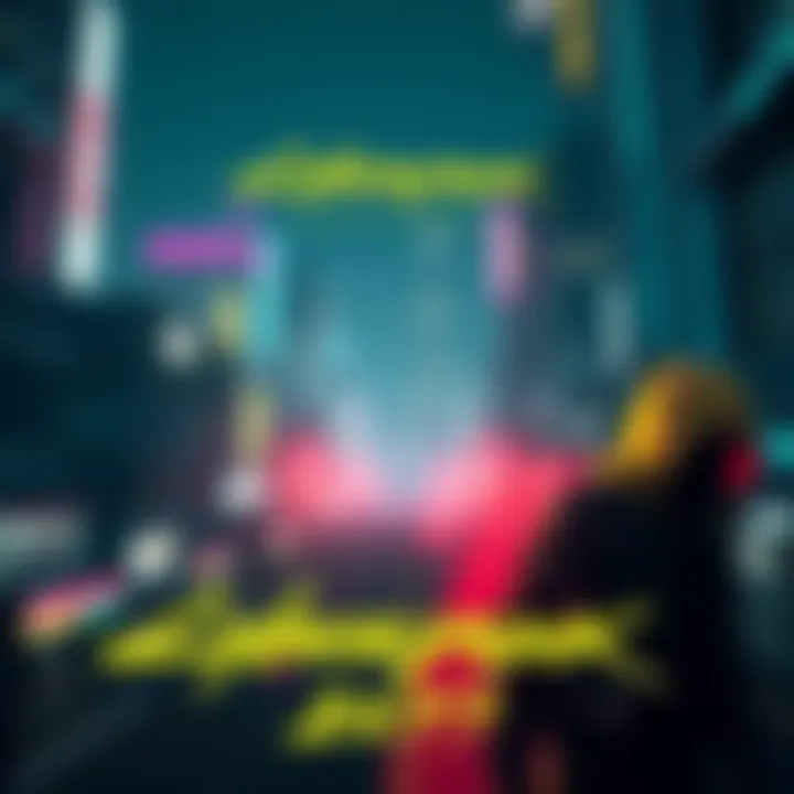 A neon-lit cityscape at night with a futuristic vibe, featuring a character in a cybernetic suit, hinting at new content for Cyberpunk 2077.