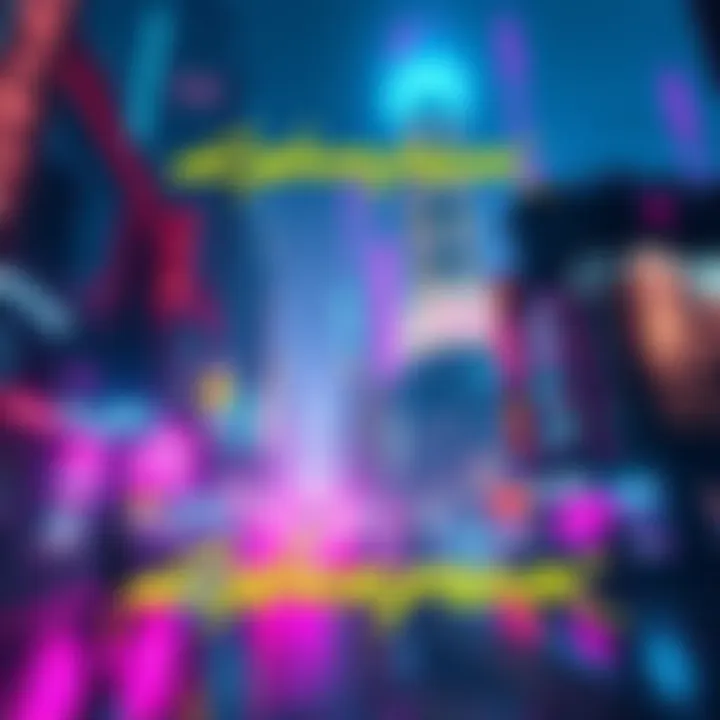 A vibrant cityscape from Cyberpunk 2077 featuring neon lights and futuristic buildings with characters exploring the environment.
