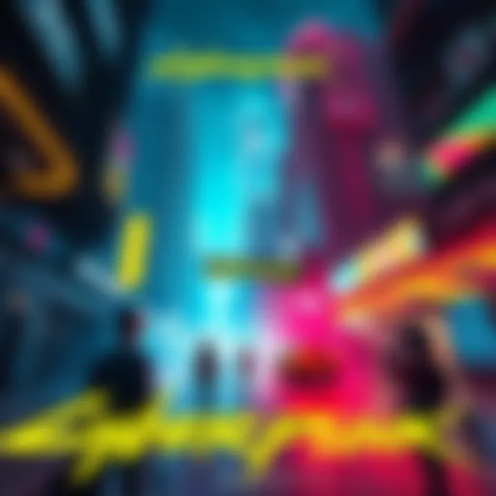 A vibrant scene from Cyberpunk 2077 showcasing its stunning visuals and characters in a futuristic city