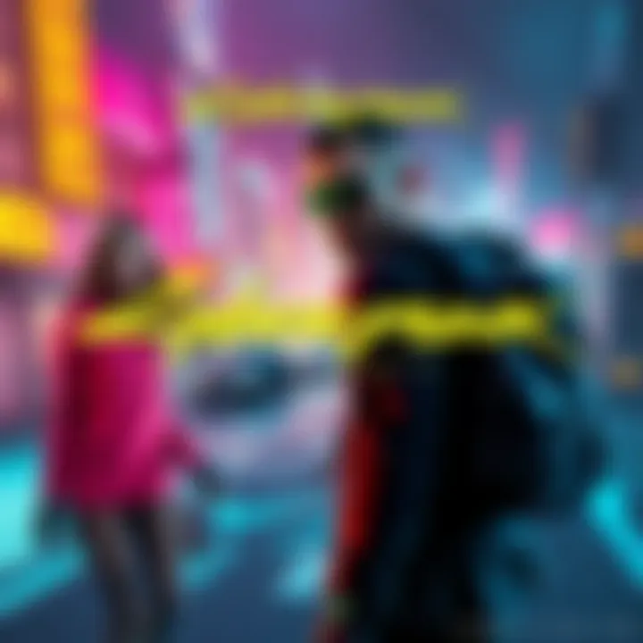Promotional banner for Cyberpunk 2077 showcasing the game's vibrant cityscape and characters