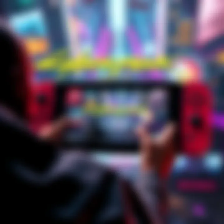 A player enjoying Cyberpunk 2077 on a Nintendo Switch 2, showcasing the game's vibrant graphics and motion controls.
