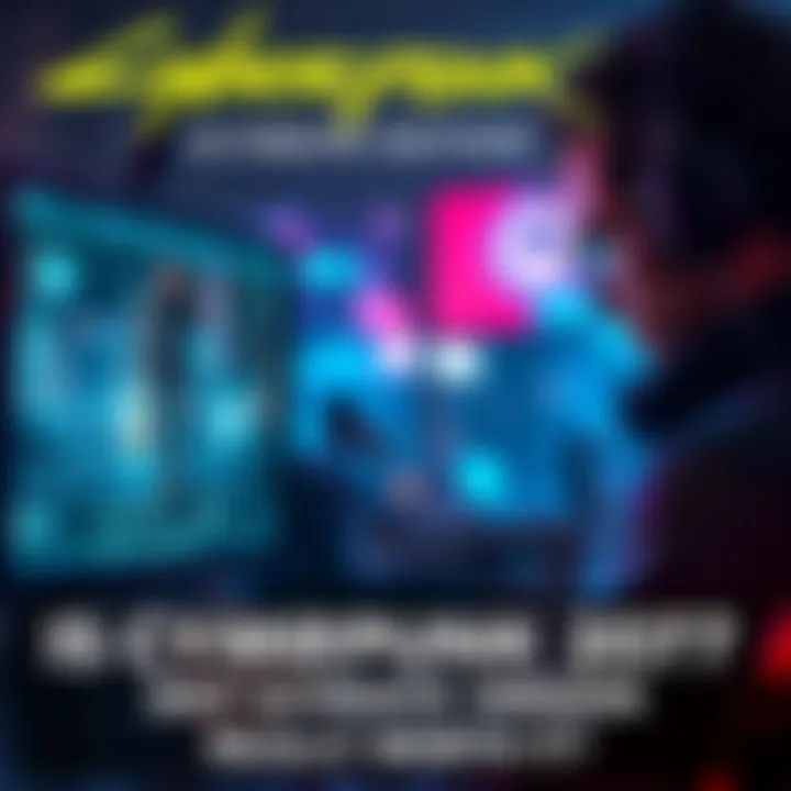 A gamer comparing Cyberpunk 2077 ultimate and regular versions on screen, looking thoughtful about the features and price difference.