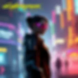 Concept art showing a futuristic character in a neon cityscape, reflecting elements fans want in Cyberpunk 2.