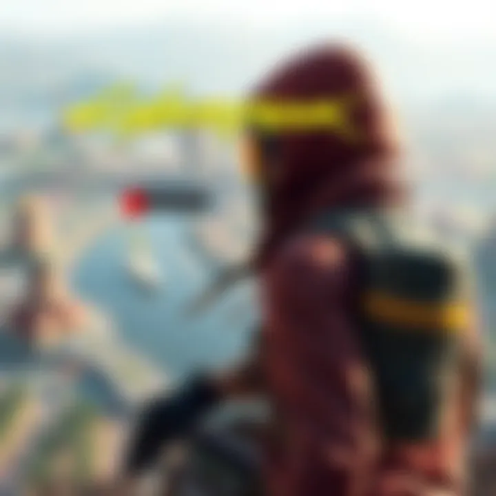 Cyberpunk 2077 Easter Egg A player exploring in Cyberpunk 2077 near a digital map pointing to Morro Bay Park, California.