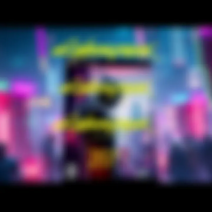 Cyberpunk 2077 Game Box The box cover of Cyberpunk 2077 showcases a futuristic cityscape with neon lights and a cybernetic character, hinting at the game's atmosphere.