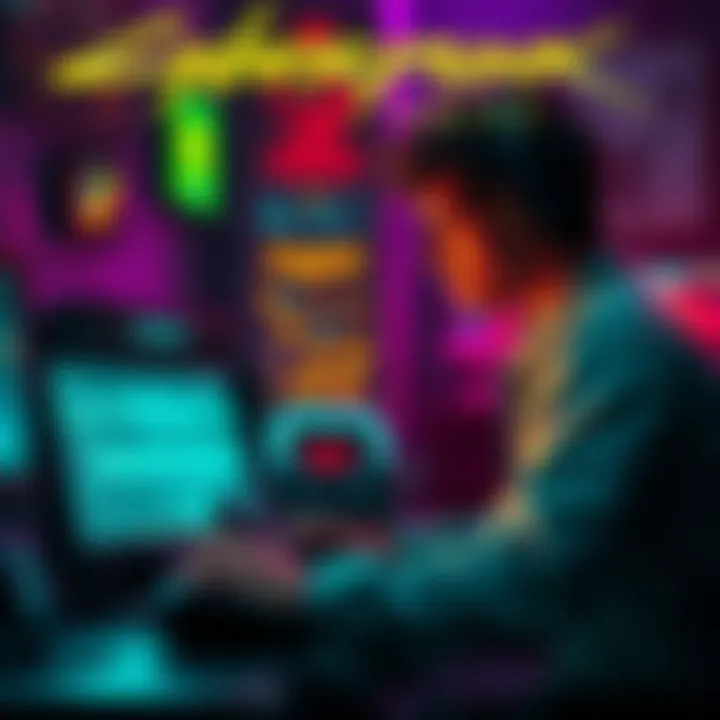 A player frustrated with glitches and bugs in Cyberpunk 2077, showing a gaming setup with a glitchy screen display