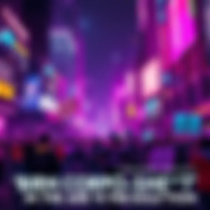 A vibrant cyberpunk city at night with people protesting against corporate power, holding signs that express dissent.