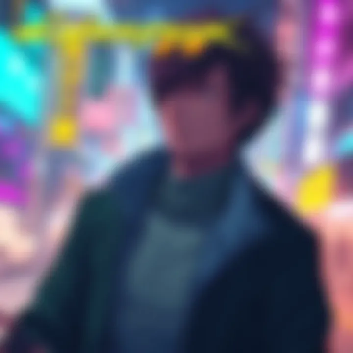 A character from Cyberpunk: Edgerunners in a futuristic city setting, showcasing vibrant colors and dynamic action.