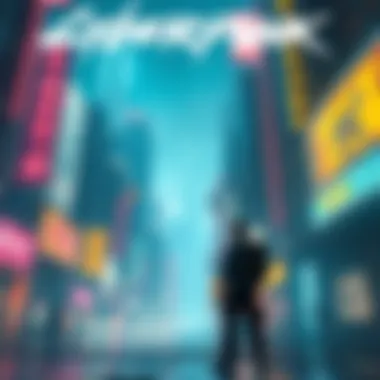 A player stands in a futuristic cityscape filled with neon lights and advanced technology, preparing to explore the world of Cyberpunk.