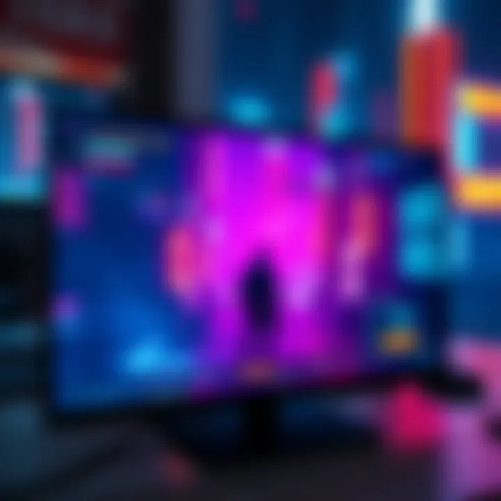 A close-up of the Cyberpunk game interface showing a character in a vibrant cityscape filled with neon lights