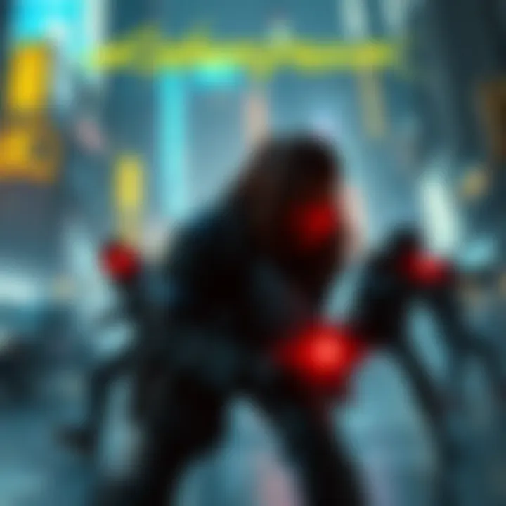 A vibrant scene from Cyberpunk showing intense combat and immersive dialogue options in a futuristic city environment.