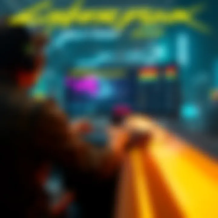 A player using the Steam Deck to play Cyberpunk 2077, showing the game's interface and performance settings.