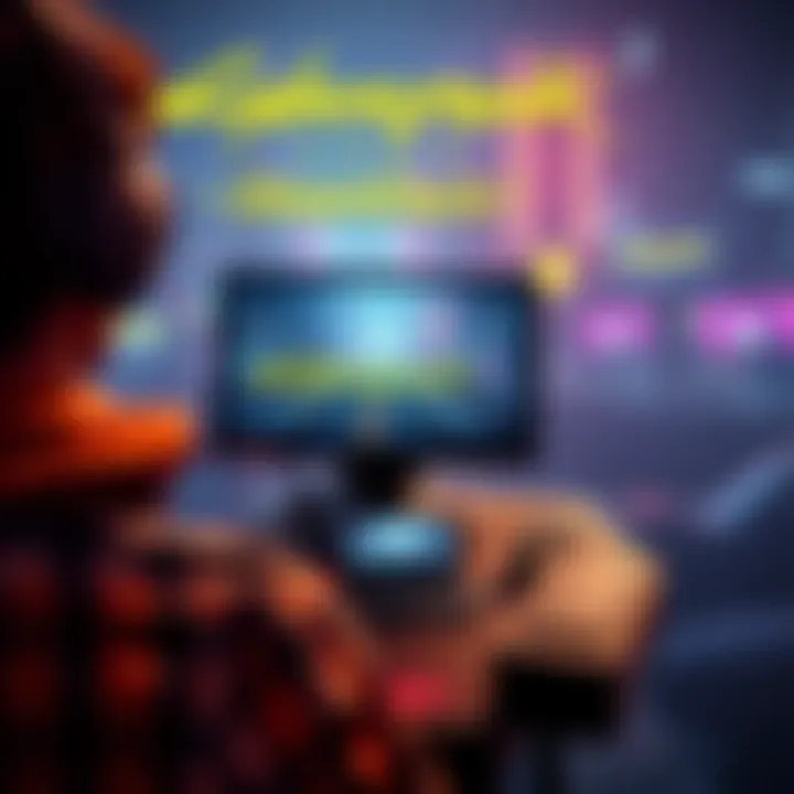 A gamer playing Cyberpunk 2077 on a Steam Deck, showing the device's screen and controls during gameplay.