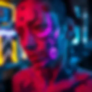 Cyberpunk Tattoo Design A vibrant Cyberpunk tattoo on skin, featuring neon colors and futuristic elements.