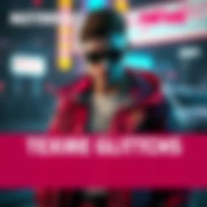 A character in Cyberpunk with distorted clothing textures showing polygon issues