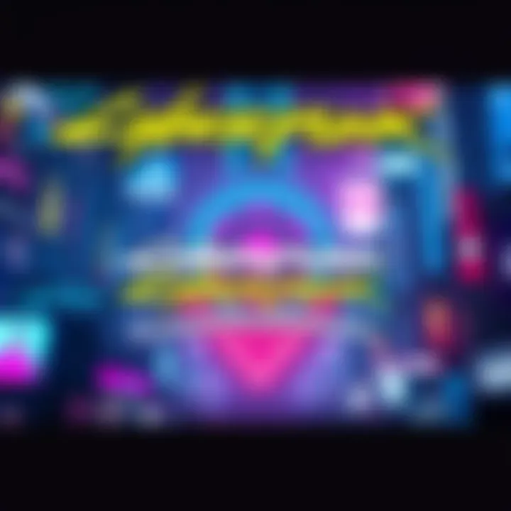 A vibrant graphic showcasing the Cyberpunk game logo with elements representing new gameplay features and enhancements, set against a futuristic city backdrop
