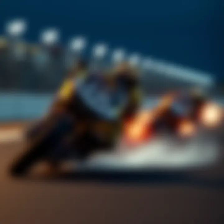 Cyr executing a bold lane change during a race, demonstrating skill and focus on the track.