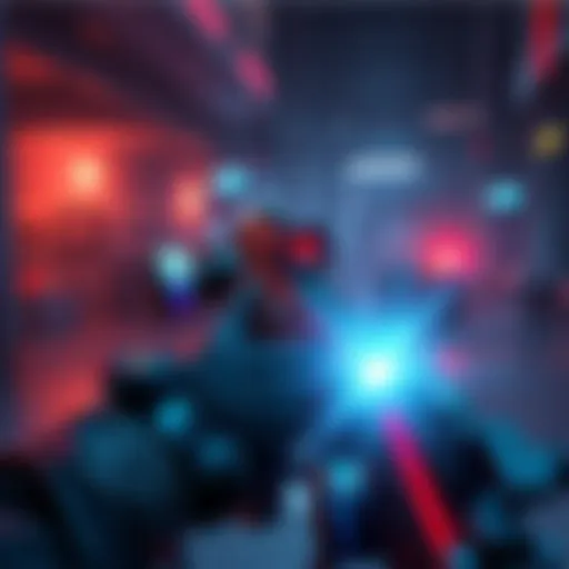 A player using the D.A.R.C.I weapon, targeting an enemy with precision damage in a gaming environment.