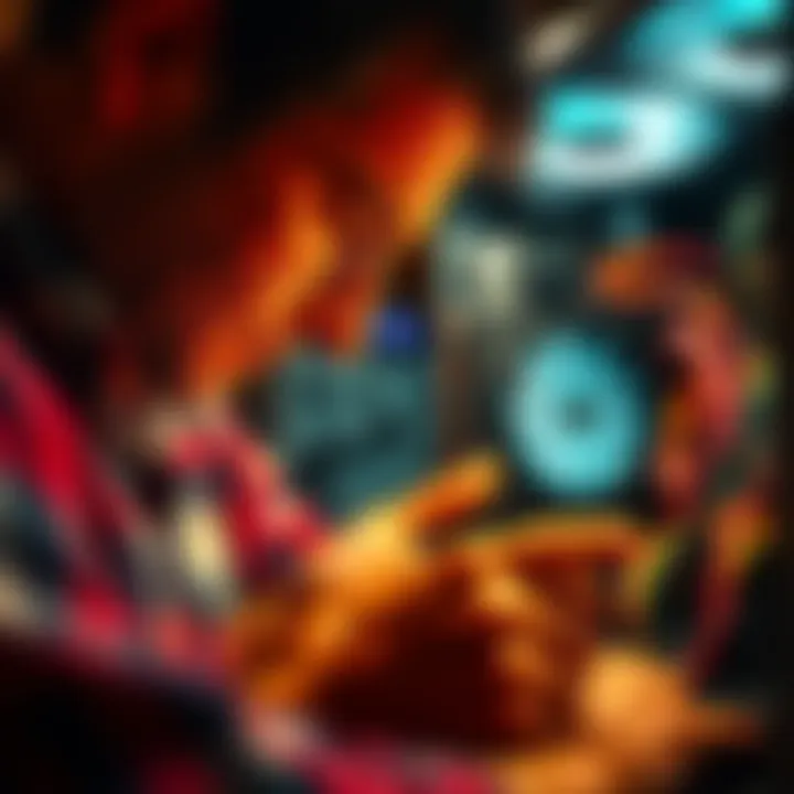 A father inspecting a damaged power supply cable while troubleshooting his setup