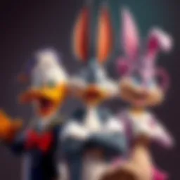 Daffy Duck, Bugs Bunny, and Lola Bunny together, representing popular cartoon characters