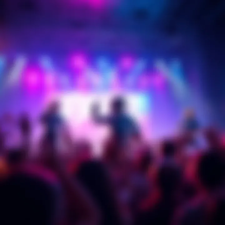 Colorful scene of Daft Punk characters performing live on stage in Fortnite with fans cheering