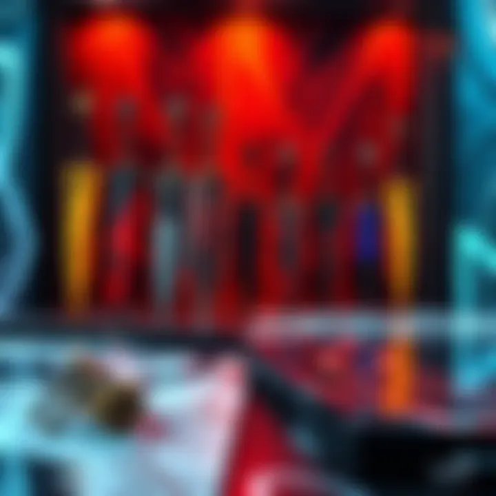 An array of unique dagger skin designs displayed on various surfaces, highlighting innovative styles and trends in personal aesthetics.