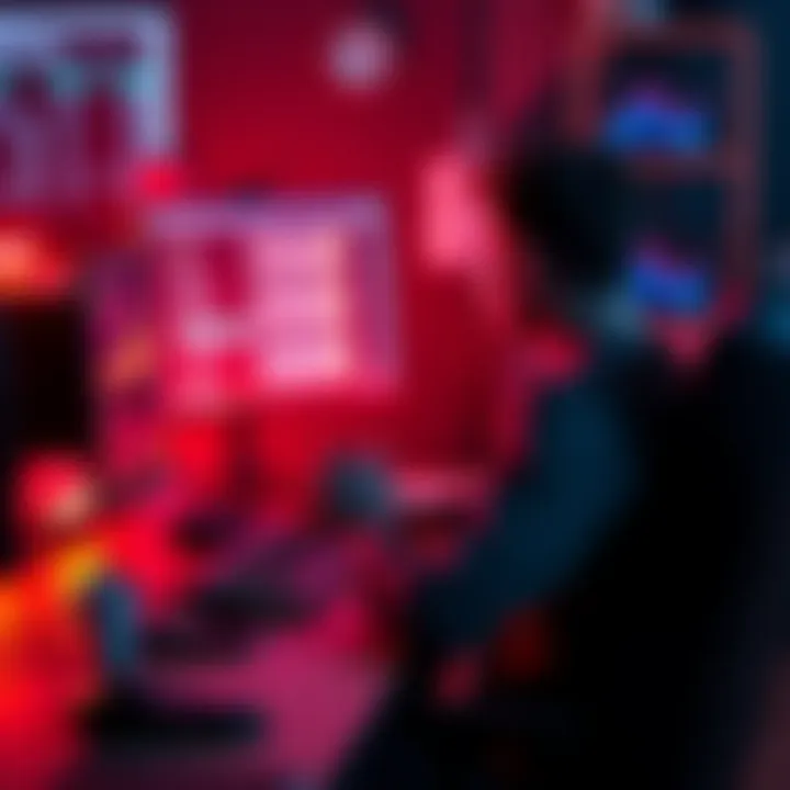 A person sitting at a computer, engaged in online activities while looking at reward points on the screen, representing the concept of earning points through daily engagement.