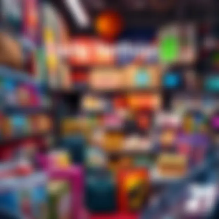 Daily Item Shop Overview A colorful display of items for sale at a daily shop, featuring popular products and promotional graphics.