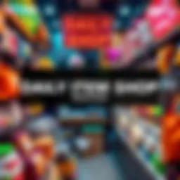 A colorful display of items available in the Daily Item Shop, showcasing various products for sale
